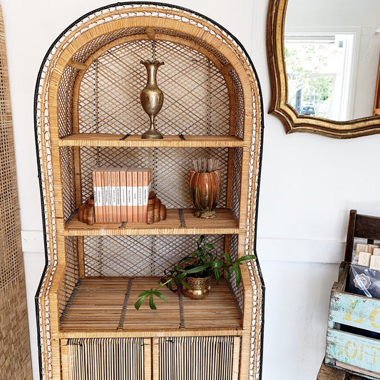 Vintage Cane Peacock Hutch