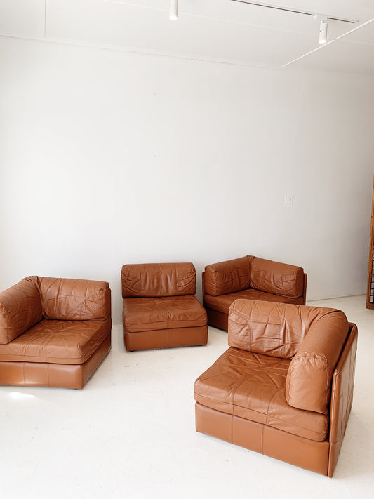 Vintage Cinnamon Leather Modular Sofa