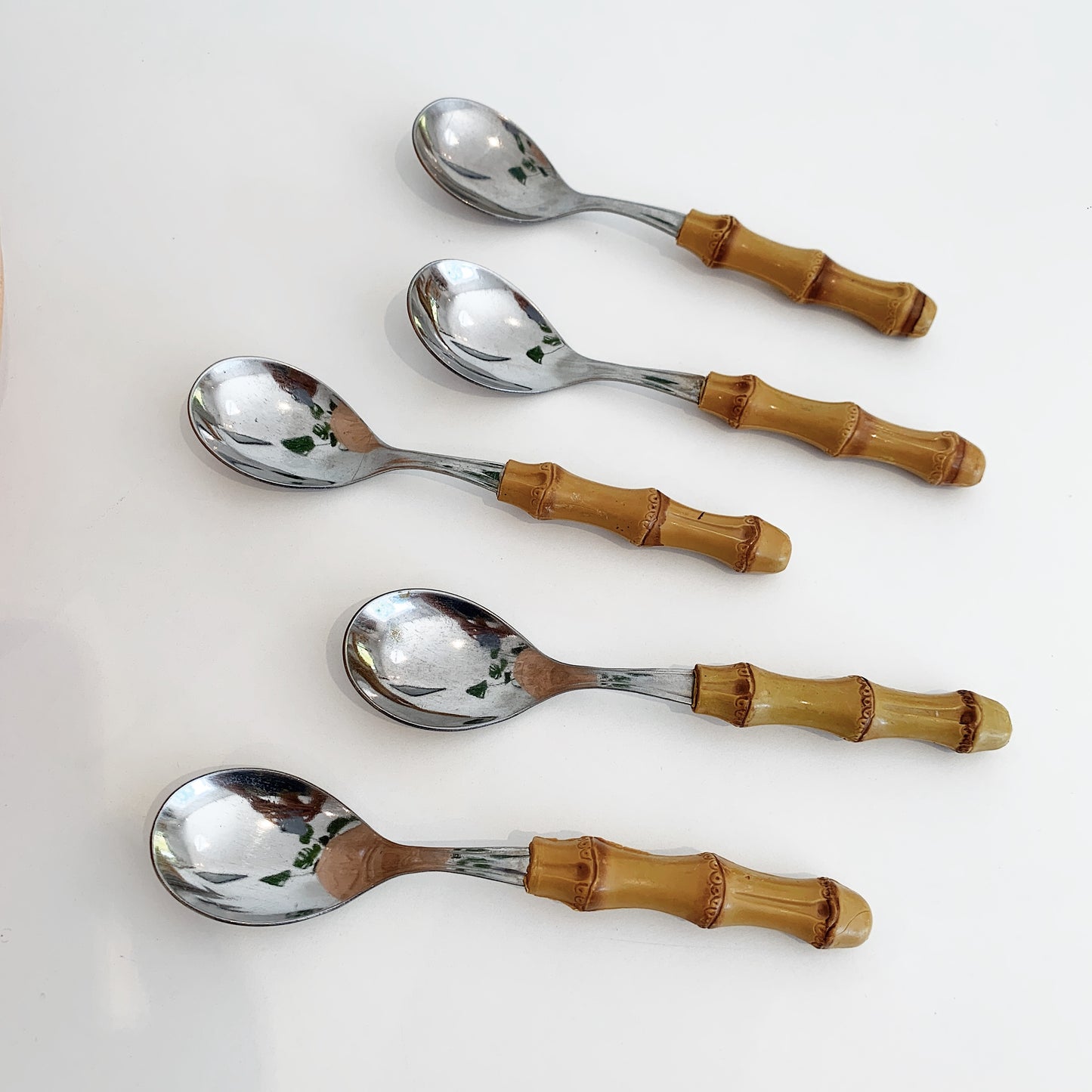 Vintage Faux Bamboo Teaspoons, set of 5