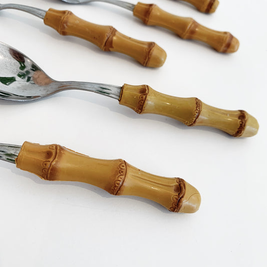 Vintage Faux Bamboo Teaspoons, set of 5