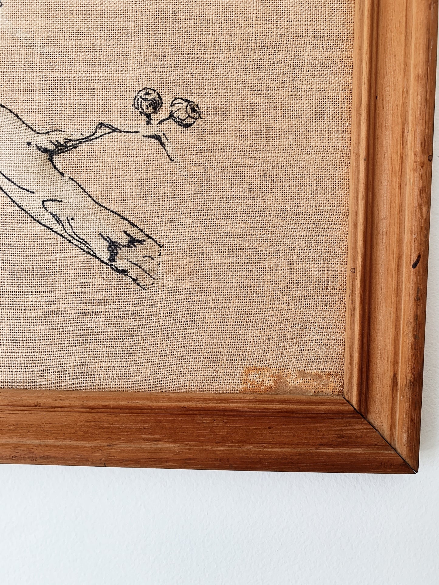 Vintage Framed Folk Art Kookas On Linen