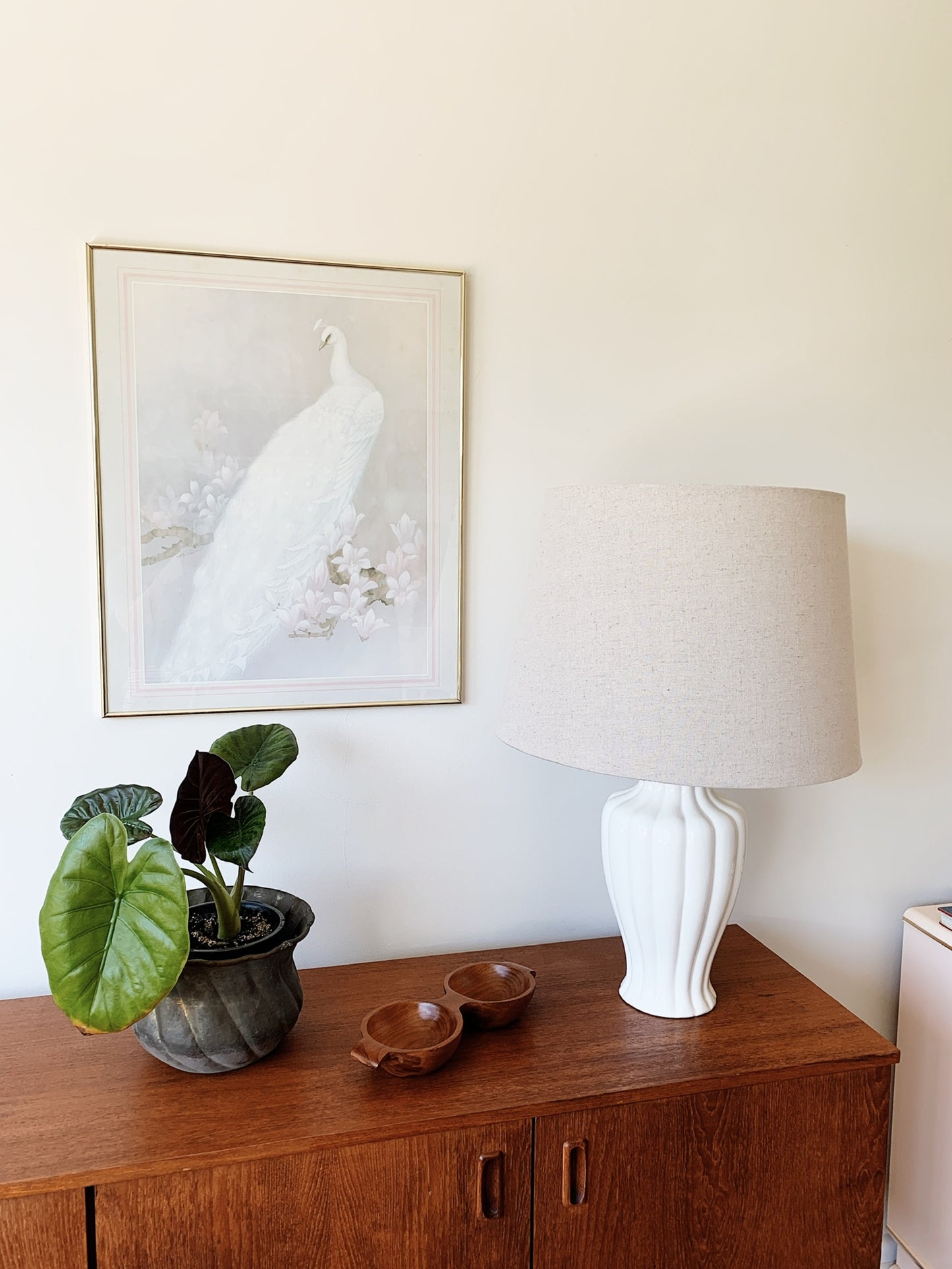 Vintage T. C. Chiu White Peacock Framed Print