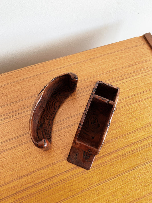 Vintage Hand-carved Burled Wood Keep Safe