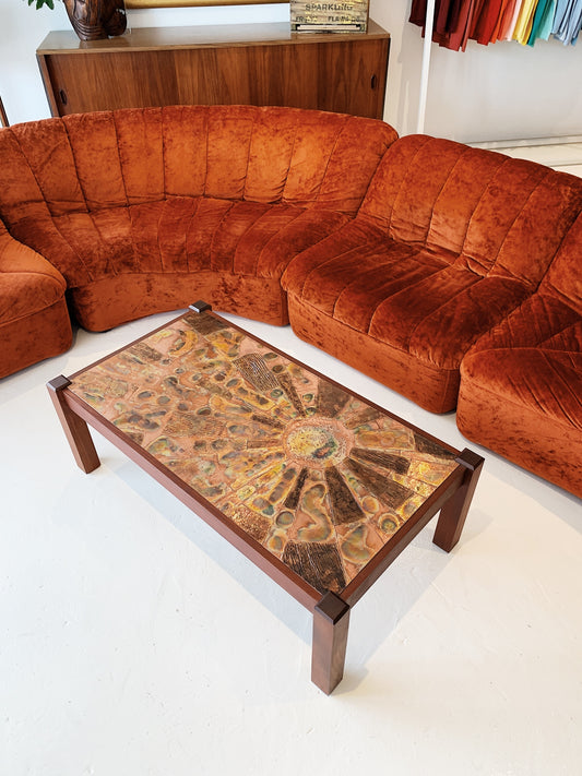 Vintage Hand-chased Copper Sunrise Coffee Table
