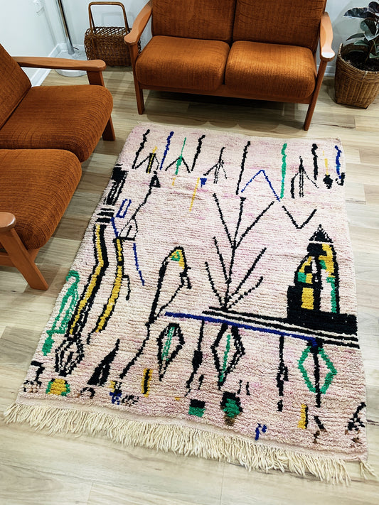 Vintage Handmade Boujaad Moroccan Rug / Faded Boysenberry