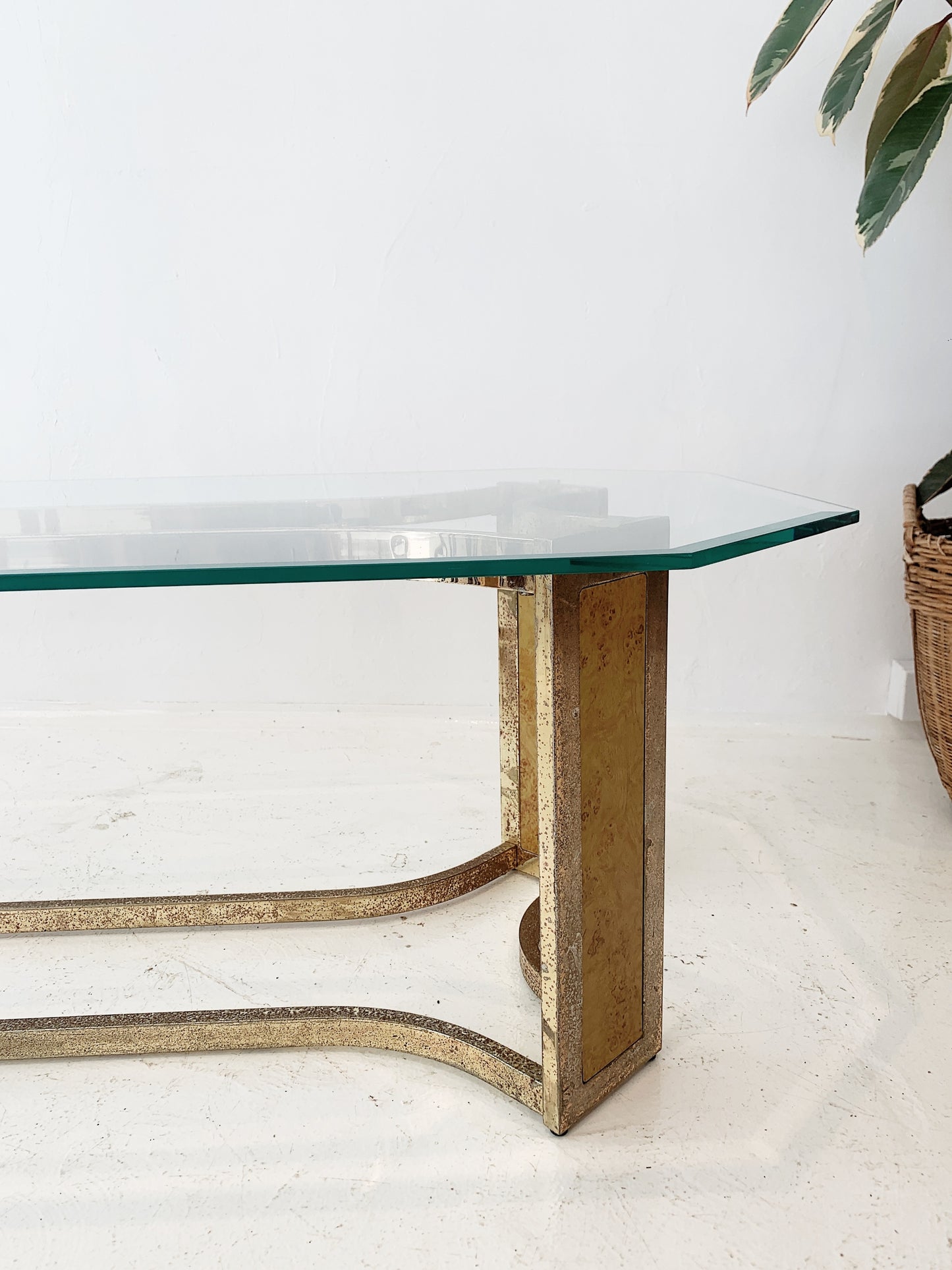 Vintage Hollywood Regency Gilt Emblem Coffee Table