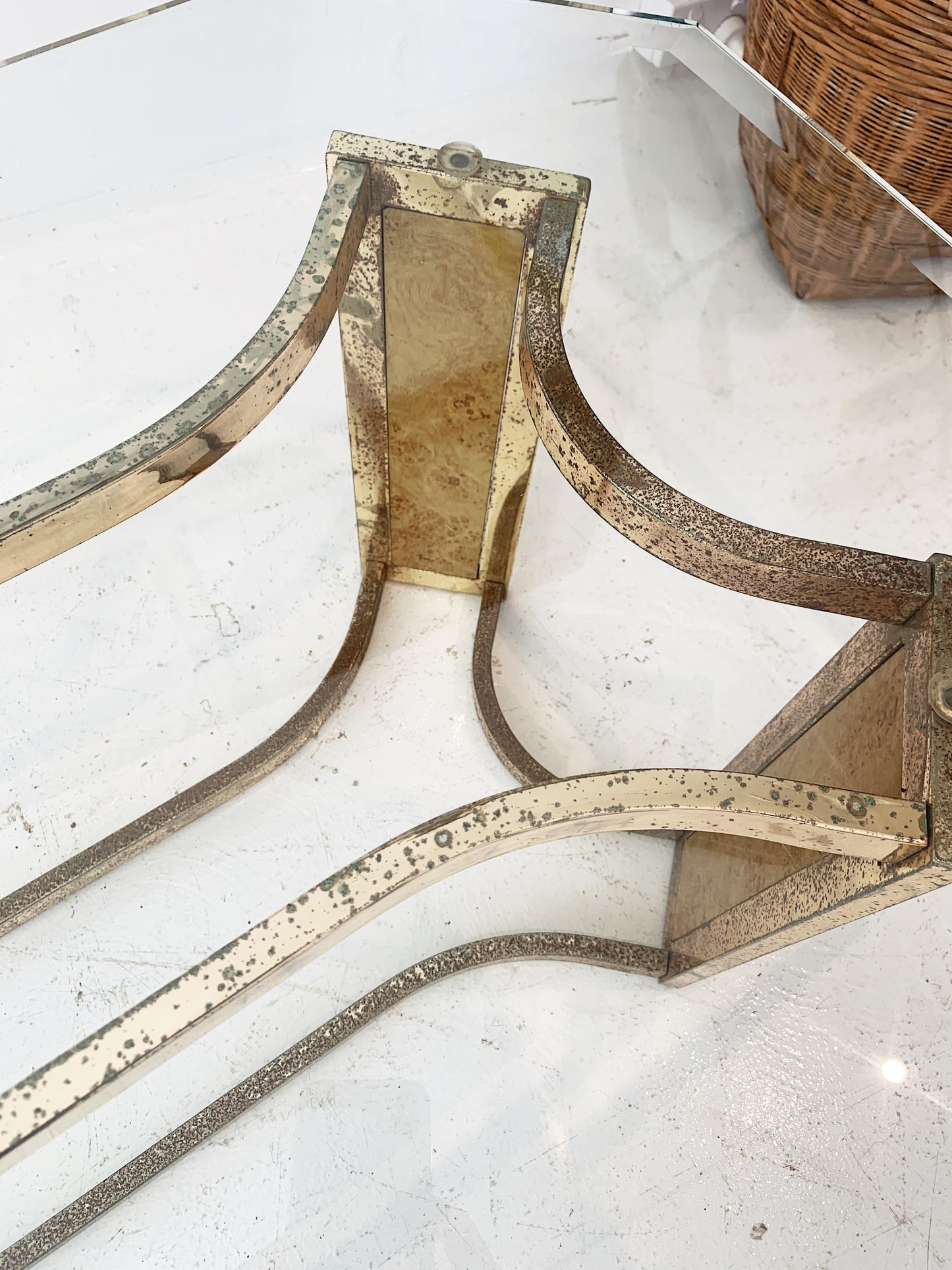 Vintage Hollywood Regency Gilt Emblem Coffee Table