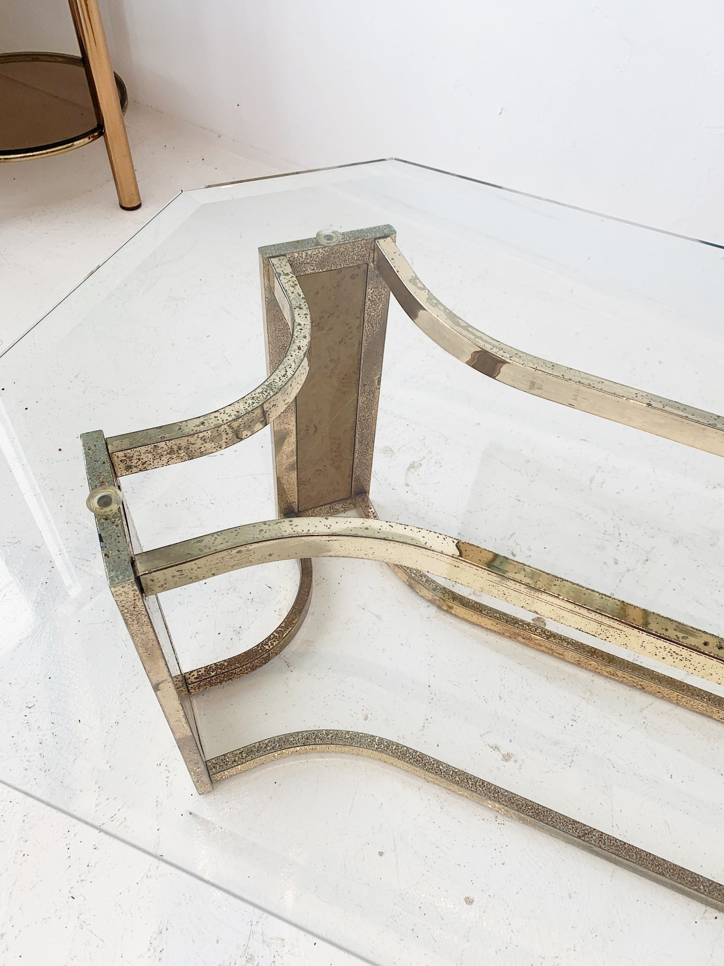 Vintage Hollywood Regency Gilt Emblem Coffee Table