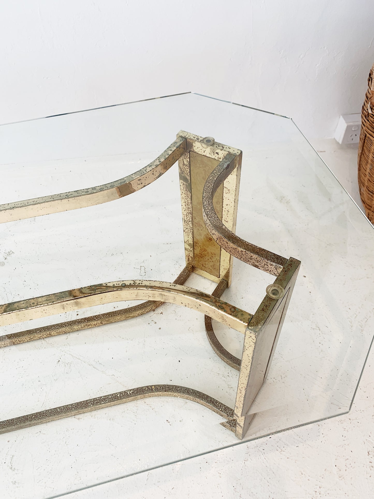 Vintage Hollywood Regency Gilt Emblem Coffee Table