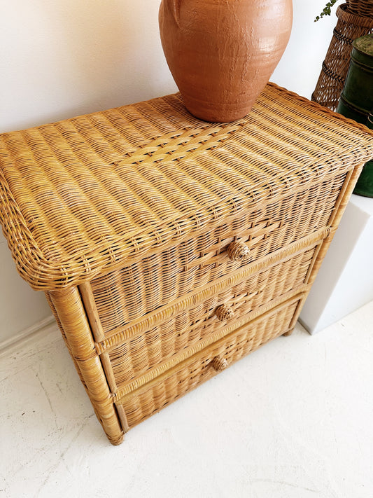 Vintage Honeycomb Cane Chest of Drawers