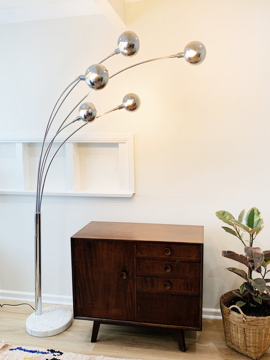 Vintage Italian Chrome Five Arm Floor Lamp