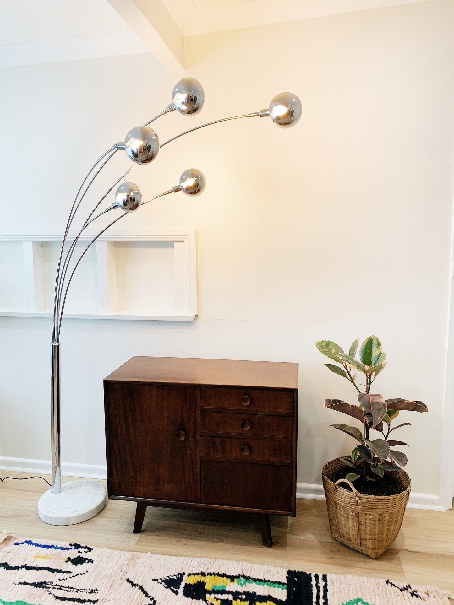 Vintage Italian Chrome Five Arm Floor Lamp