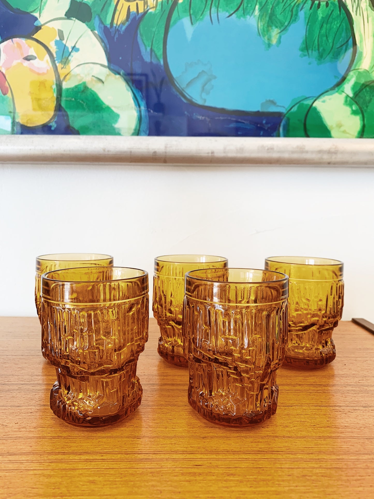 Vintage Italian Enesco Bormioli Jug & 5 Glass Set
