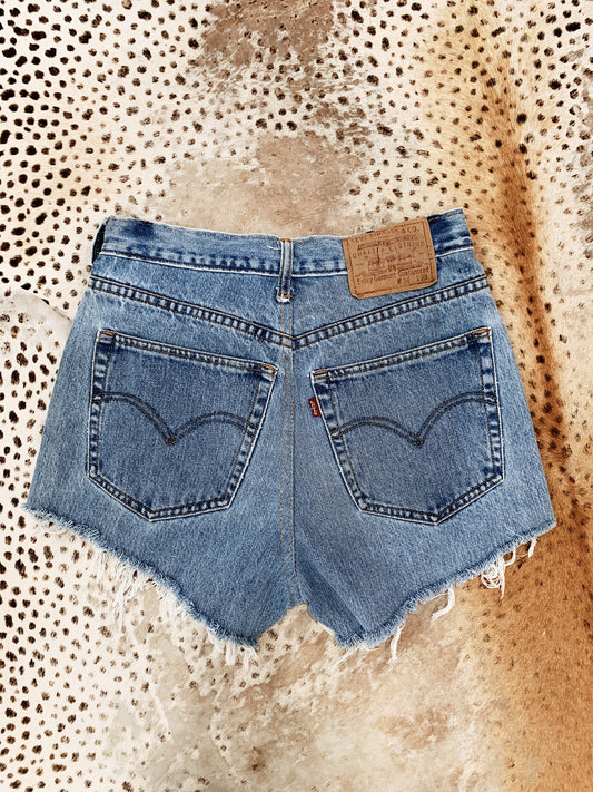 Vintage Levi's High W Re-cut Denim Shorts / Size 27