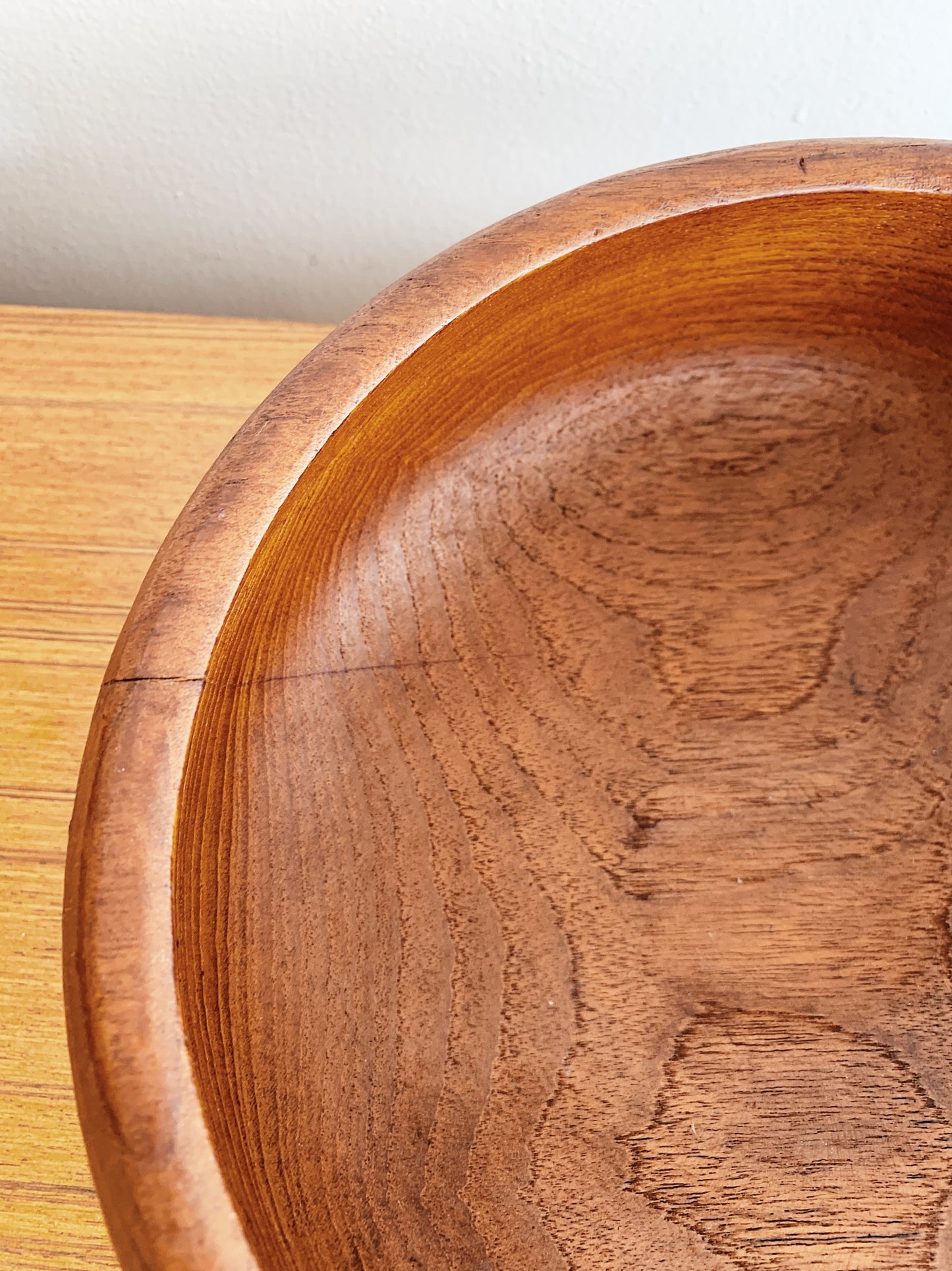 Vintage Ornate Carved Wooden Serving Bowl