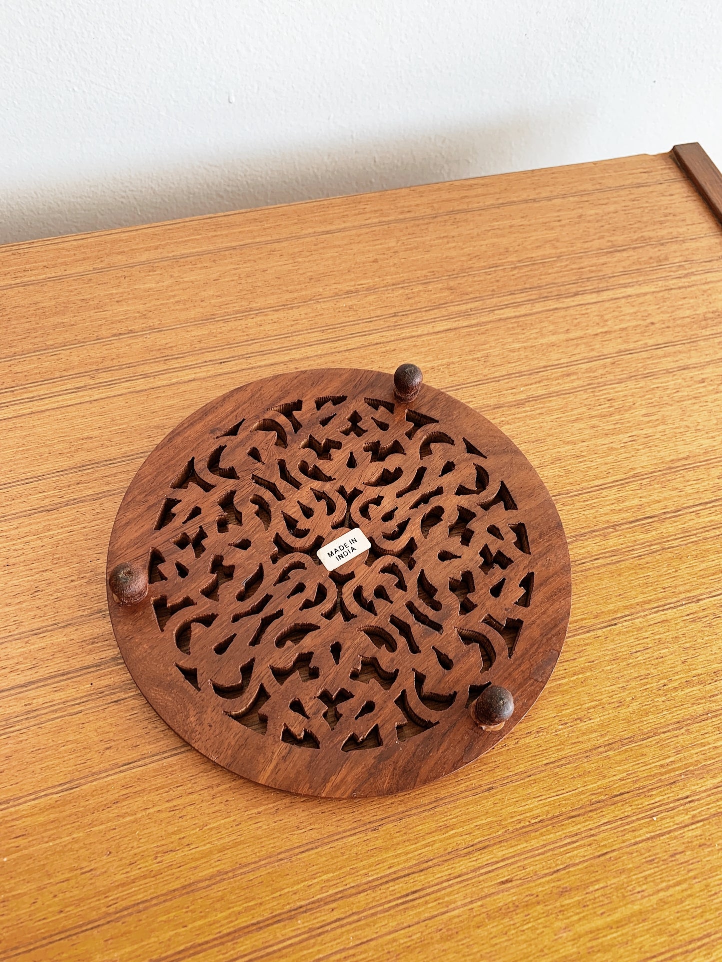 Vintage Ornate Wooden Trivet