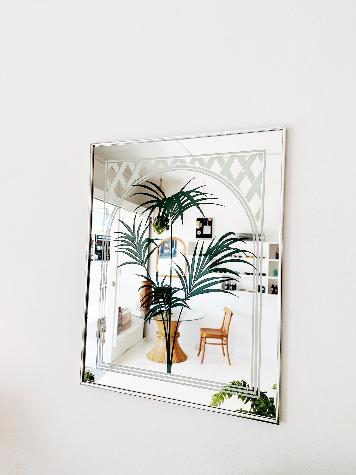 Vintage Palmy Lattice Print Mirror