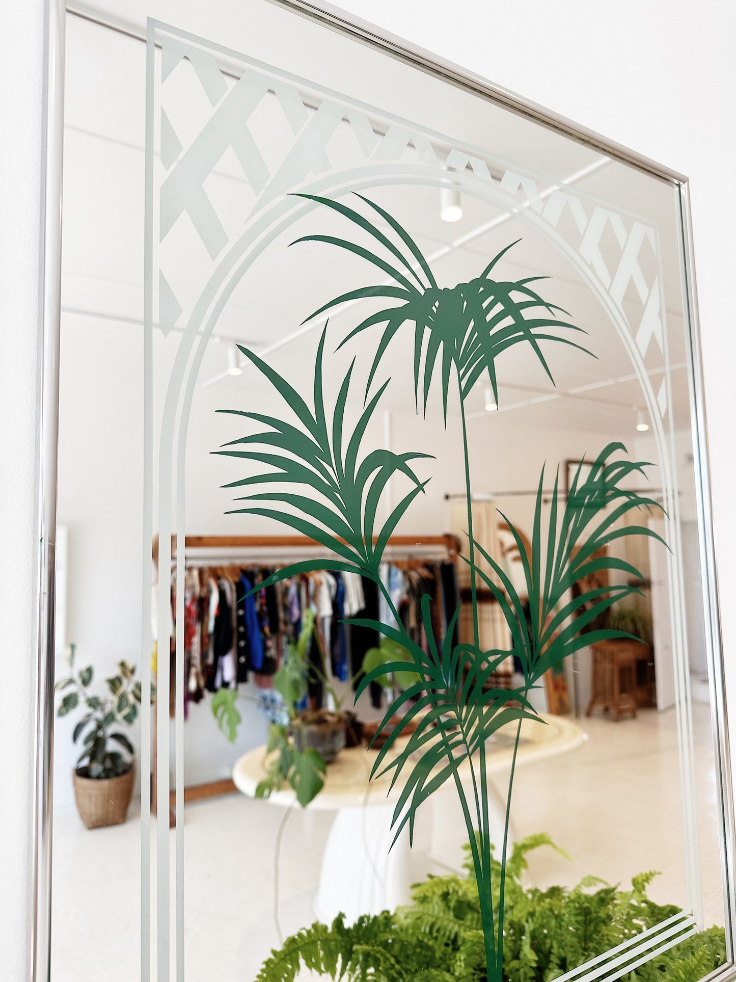Vintage Palmy Lattice Print Mirror