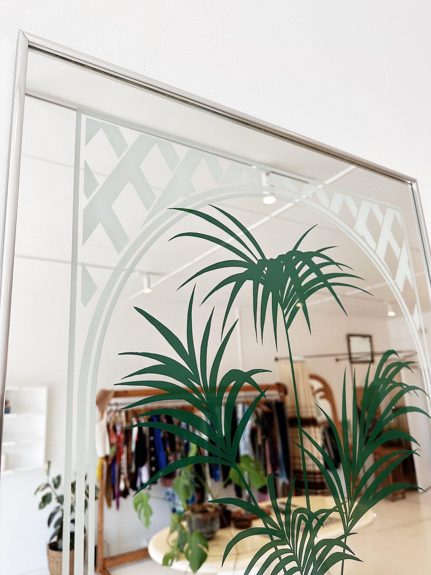 Vintage Palmy Lattice Print Mirror