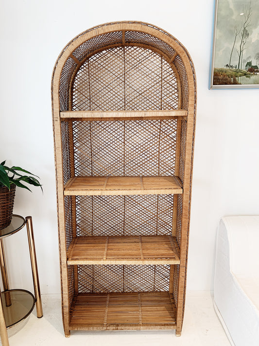 Vintage Peacock Cane Arch Shelves