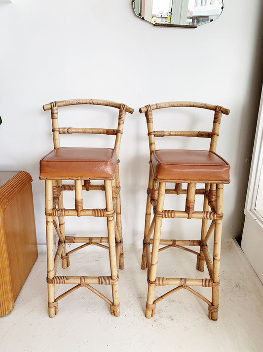 Vintage Rattan Bar Stool (2 available)