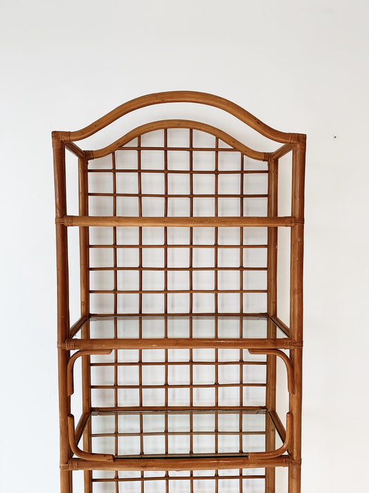 Vintage Rattan Check Display Shelves