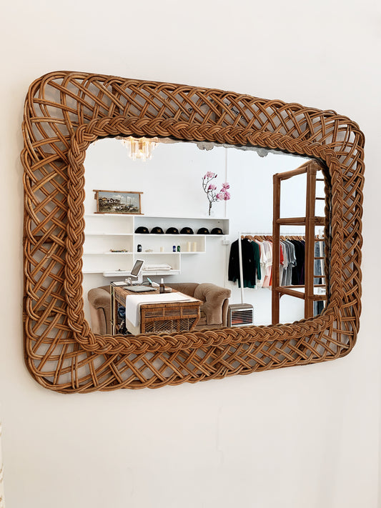 Vintage Rattan Mirror
