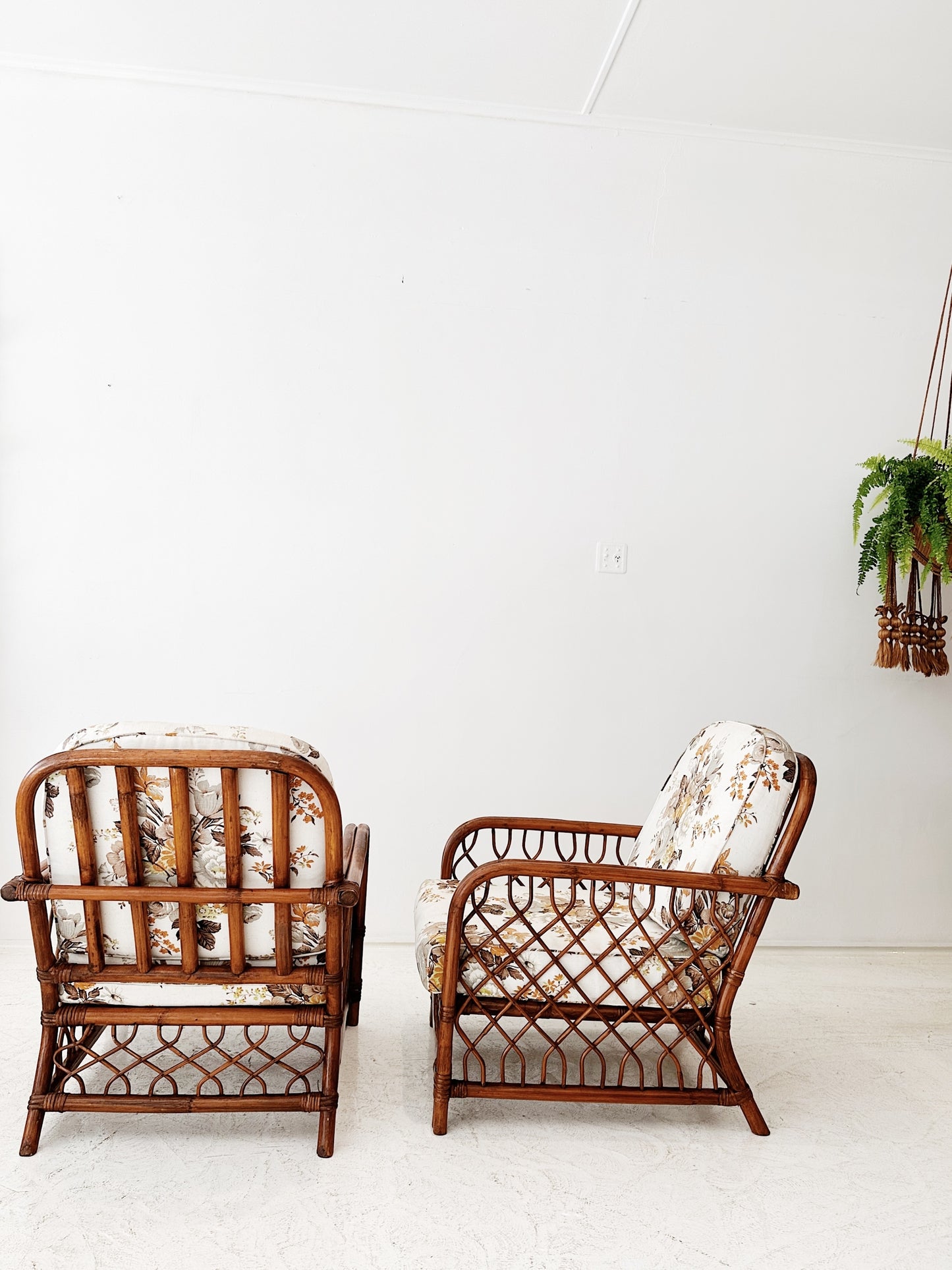 Vintage Rattan Porch Chairs & Table Set