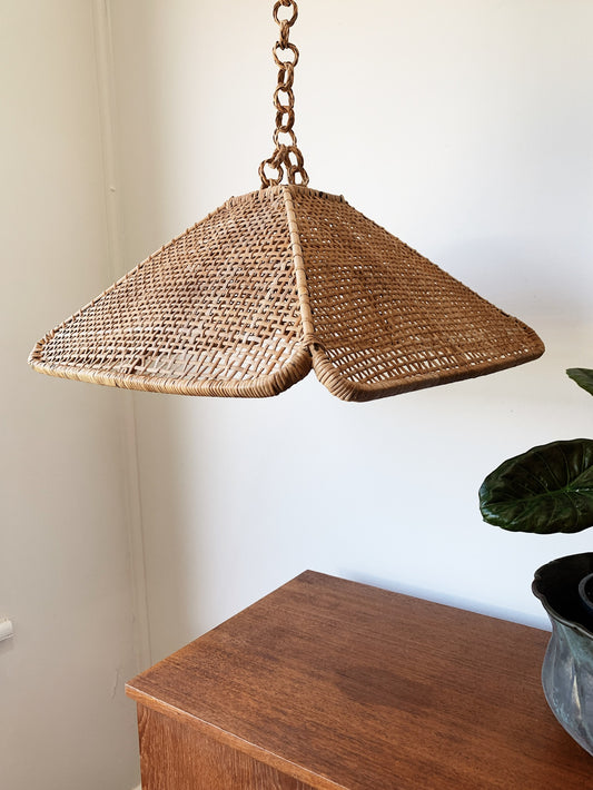 Vintage Rattan Pyramid Pendant Light Shade