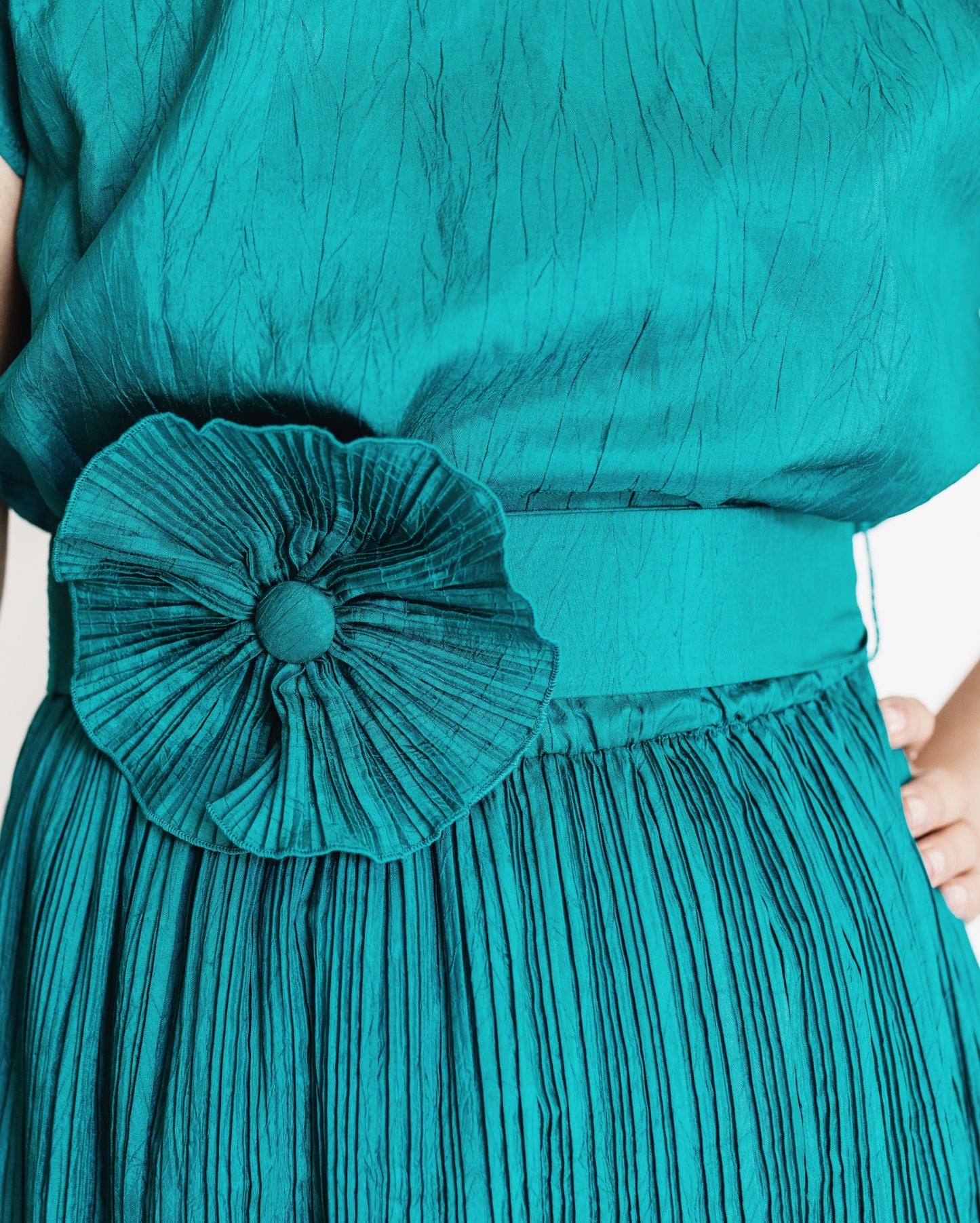 Vintage 80s Stitches Crinkle Dress
