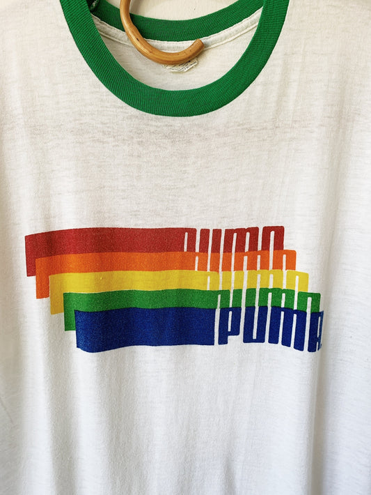 Vintage Rainbow Stripe Puma Tee