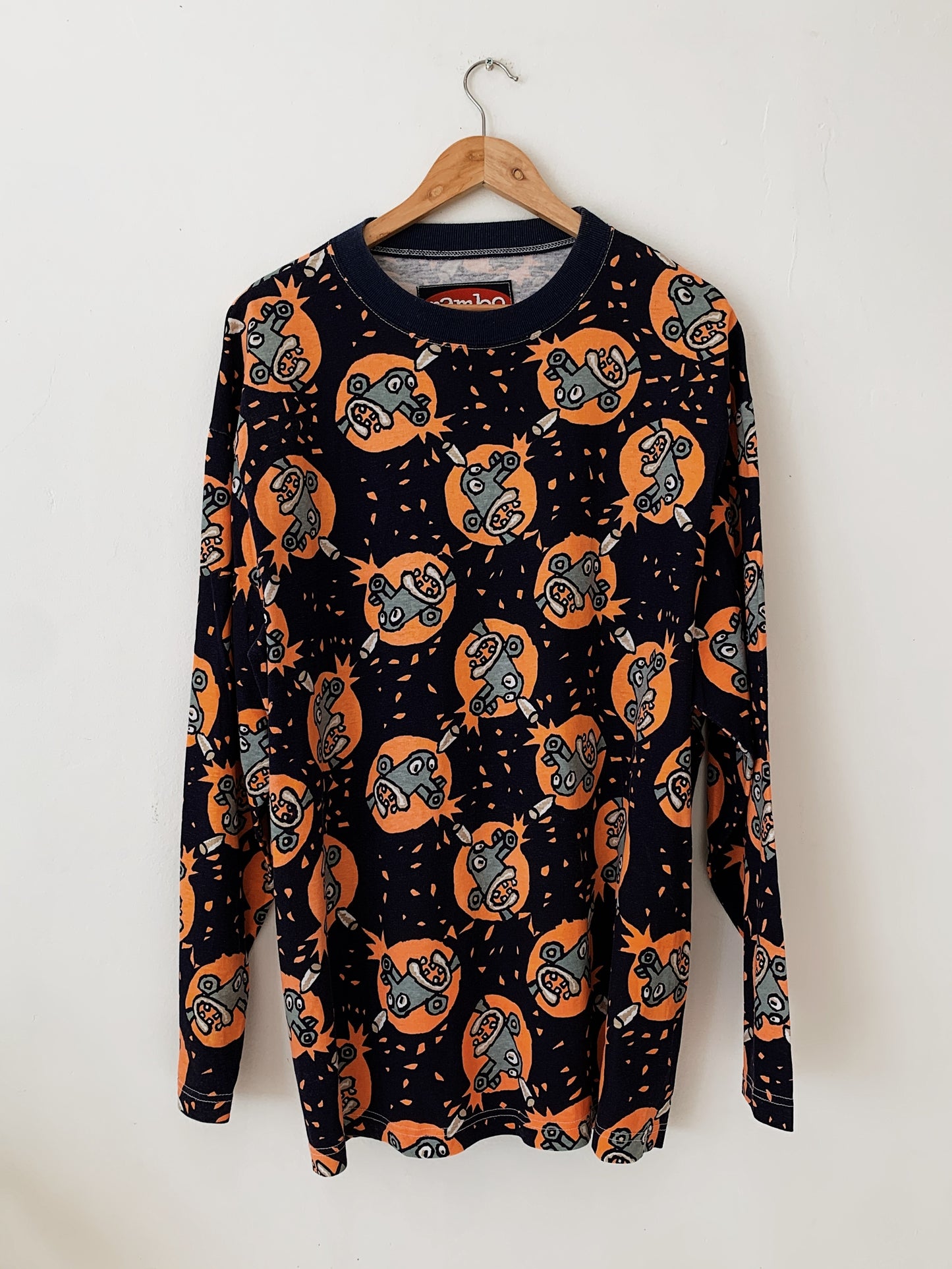 Vintage Richard Allan for Mambo "Bullet Head" '90 Fabric Print LS T-Shirt