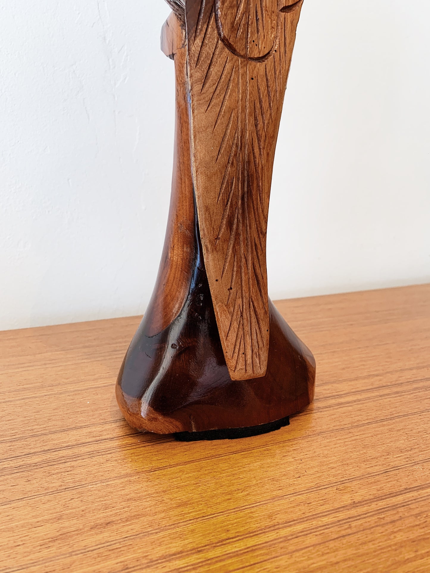 Vintage Hand Carved Wooden Parrot Statue