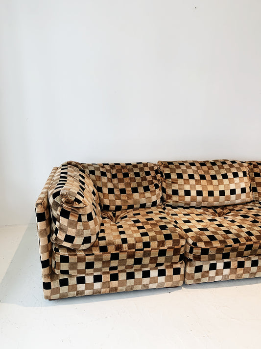 Parker Style Custom Check Velvet Modular Lounge