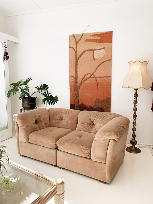 Post & Rail Caramel Velour Modular Lounge