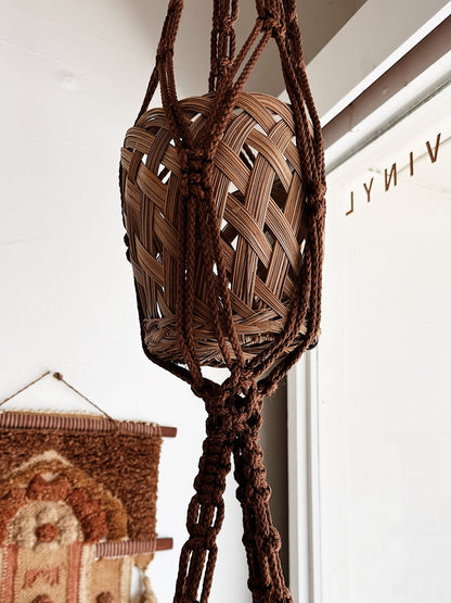 70s Vintage Handmade 3 Tier Macrame Plant Hanger w/ Matching Vintage Baskets