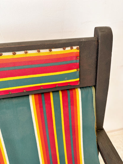 40s Vintage Striped Canvas Sling Armchair