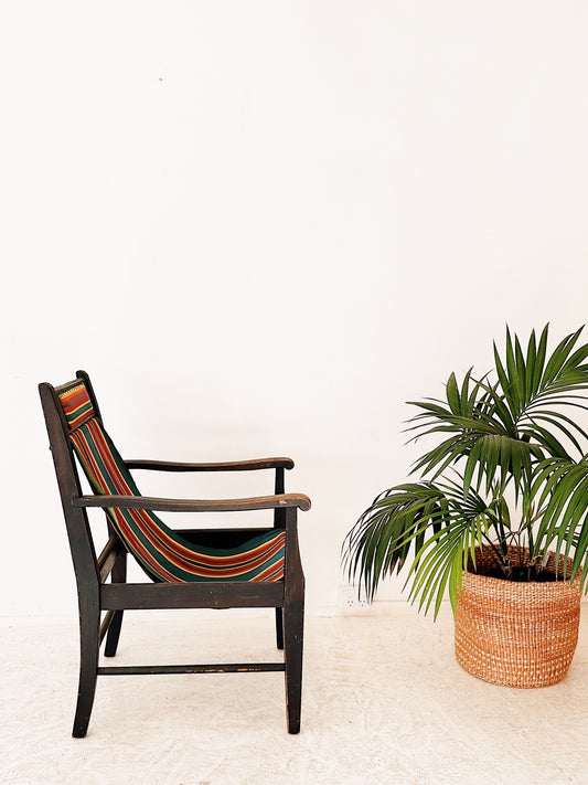 40s Vintage Striped Canvas Sling Armchair