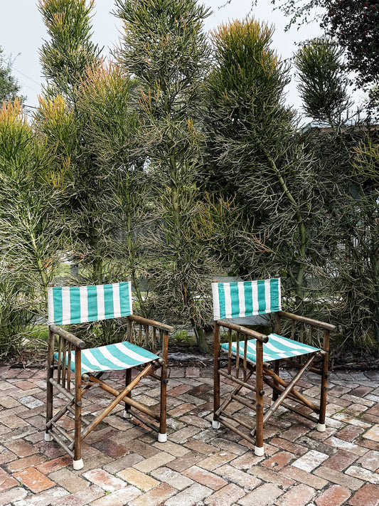 50s 60s Vintage Bamboo Cane Director’s Chairs / Set of 2