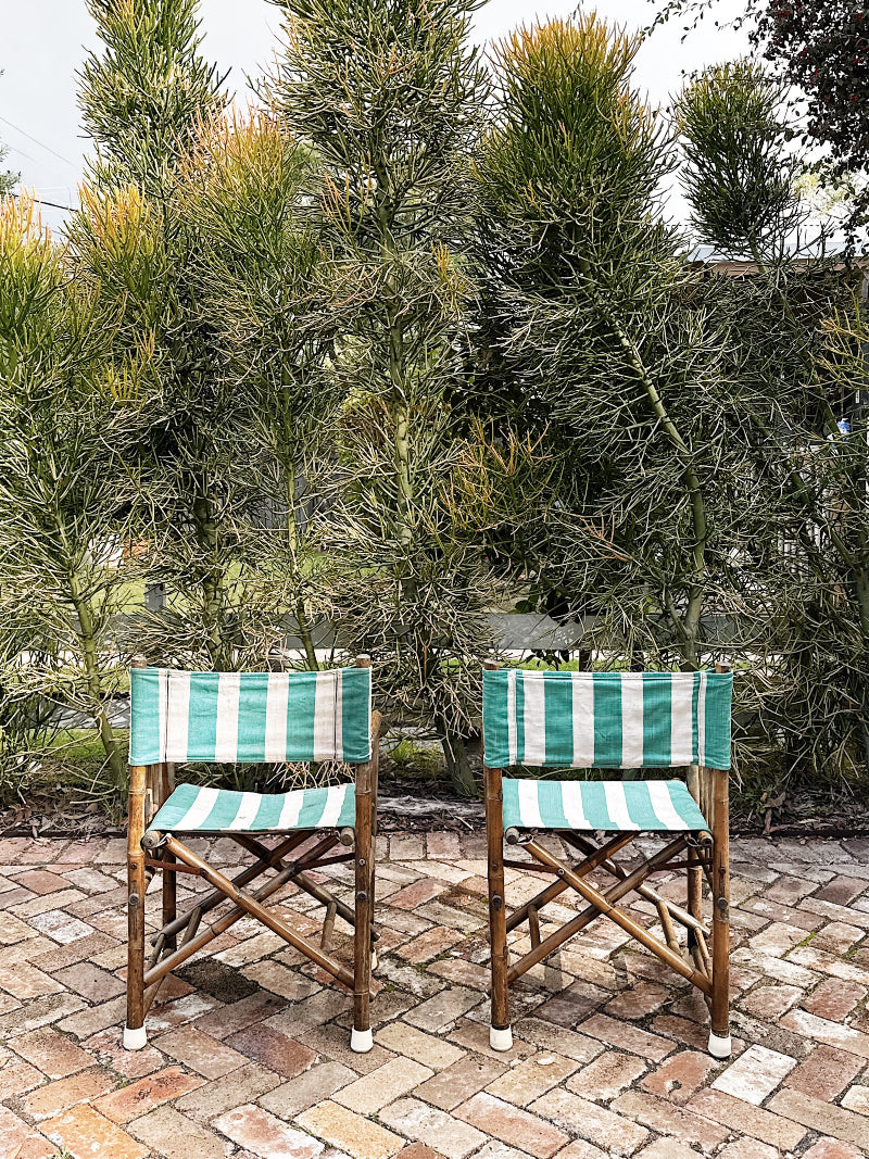 50s 60s Vintage Bamboo Cane Director’s Chairs / Set of 2