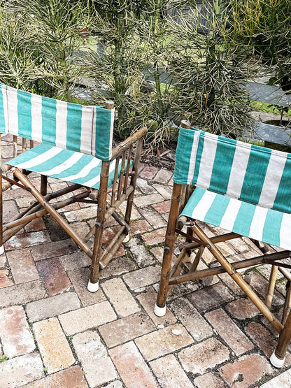 50s 60s Vintage Bamboo Cane Director’s Chairs / Set of 2
