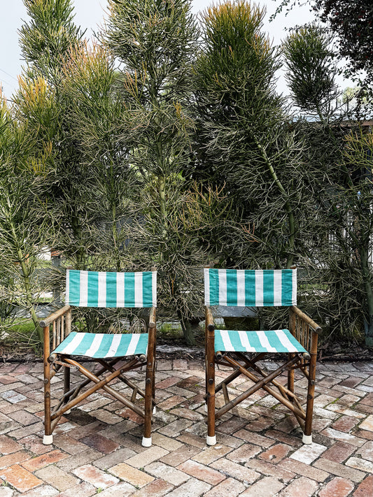 50s 60s Vintage Bamboo Cane Director’s Chairs / Set of 2