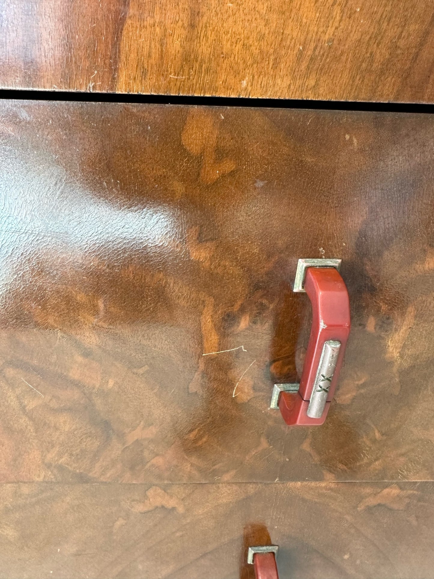 50s Vintage Art Deco Burl Walnut Sideboard