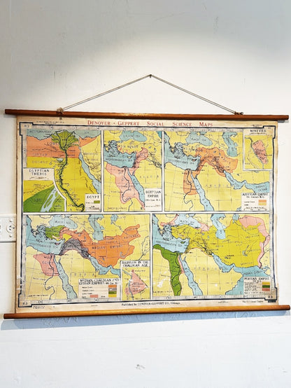 60s 70s Vintage Ancient Middle East Empires Map