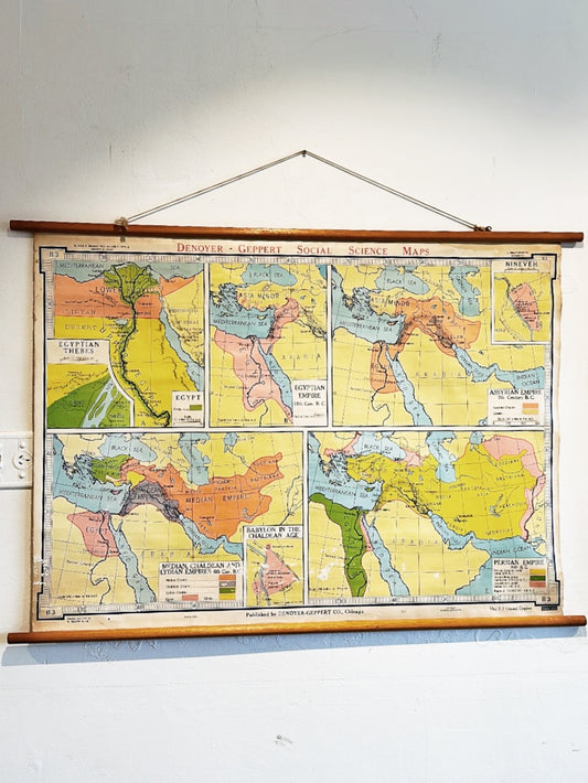 60s 70s Vintage Ancient Middle East Empires Map
