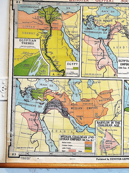 60s 70s Vintage Ancient Middle East Empires Map
