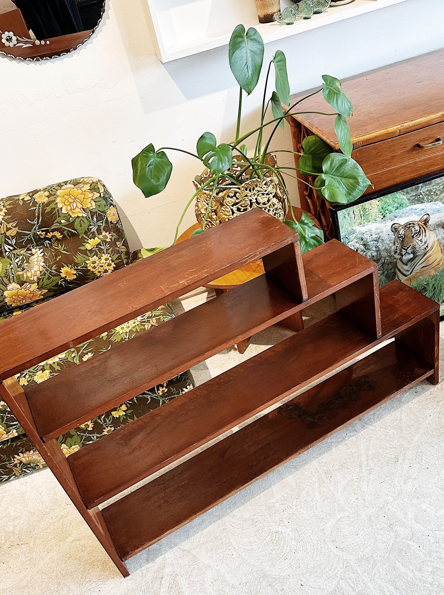 60s 70s Vintage Handmade Step Bookshelf