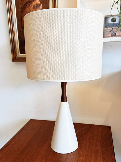 60s Vintage Ceramic & Wood Lamp (New shade)