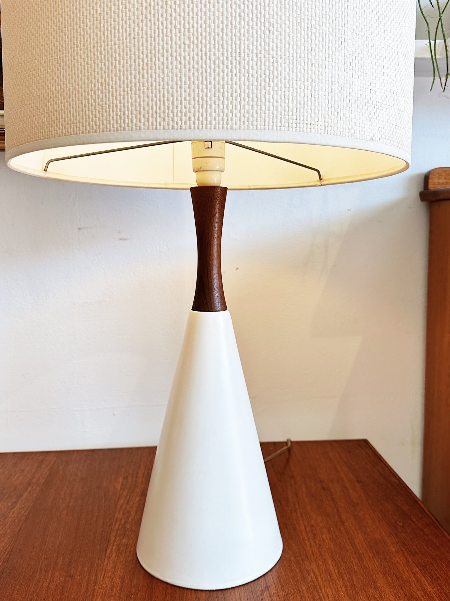 60s Vintage Ceramic & Wood Lamp (New shade)