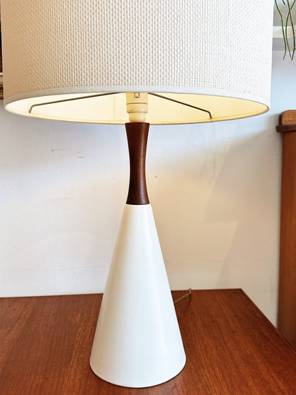 60s Vintage Ceramic & Wood Lamp (New shade)